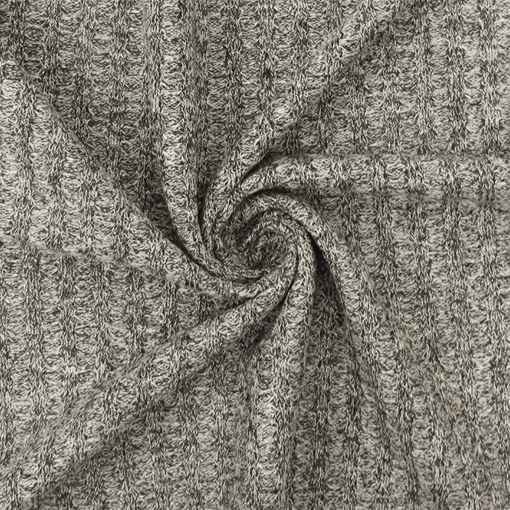 Nature Black-White Texture Stretch Rib Waffle Knit Fabric