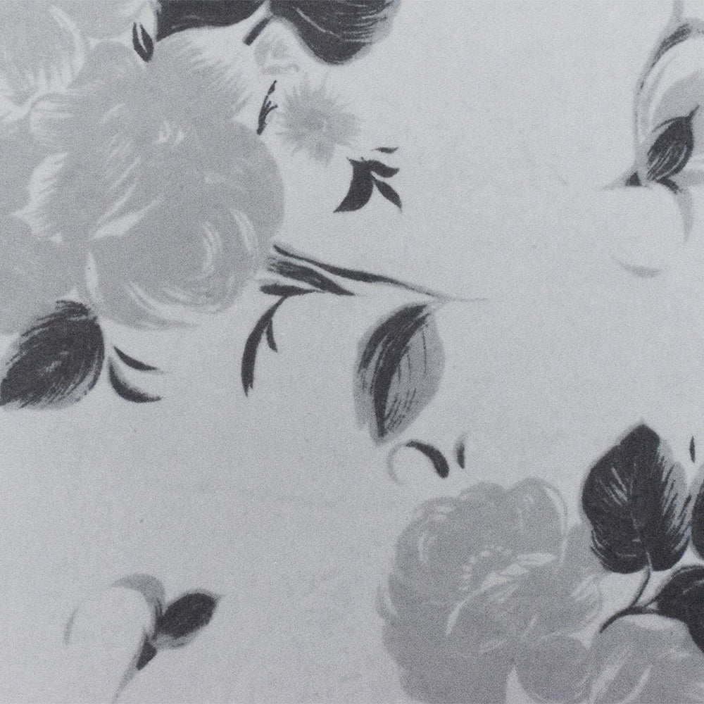 Ink Black-White Floral Printed Poly Chiffon Woven Fabric
