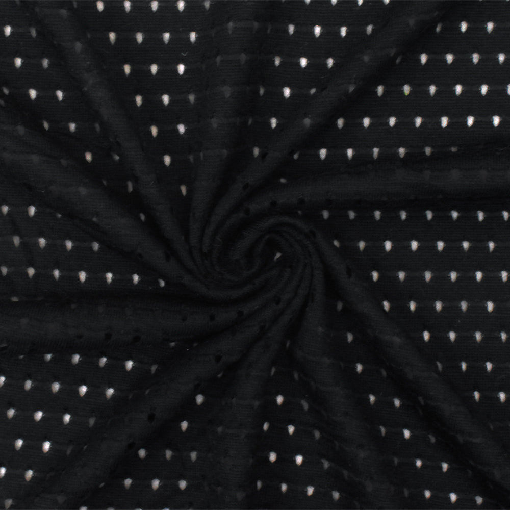 Black Solid Stretch Spandex Rayon Athletic Mesh Knit Fabric