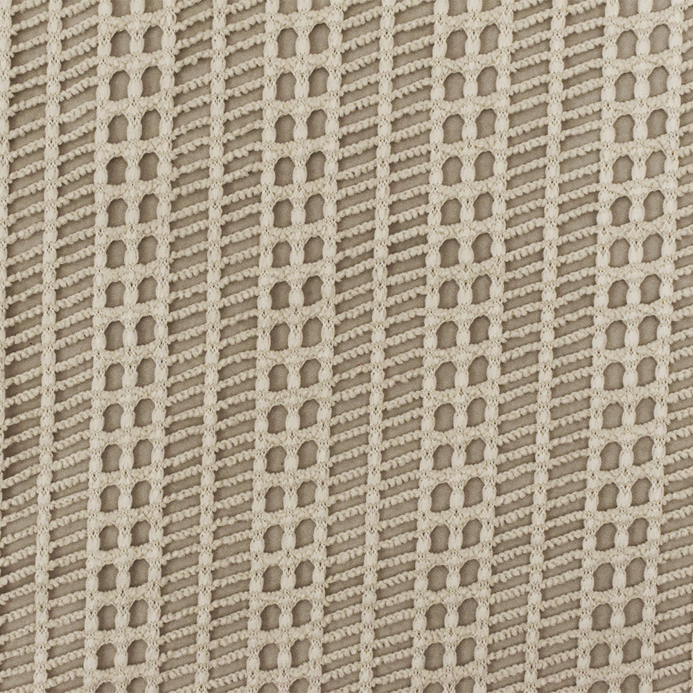 Light Beige Stripe Net-like Stretch Nylon Crochet Knit Fabric