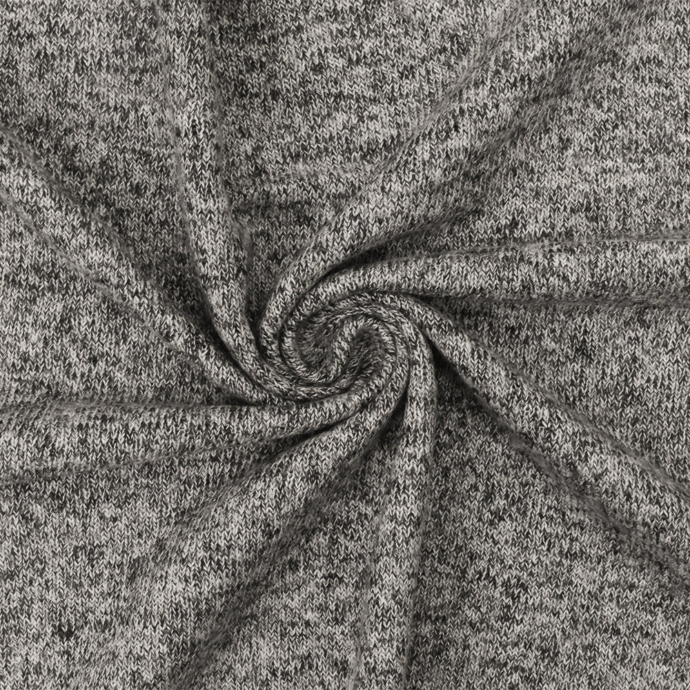 Winter Gray-White Texture Stretch Brushed Back Jersey Knit Fabric