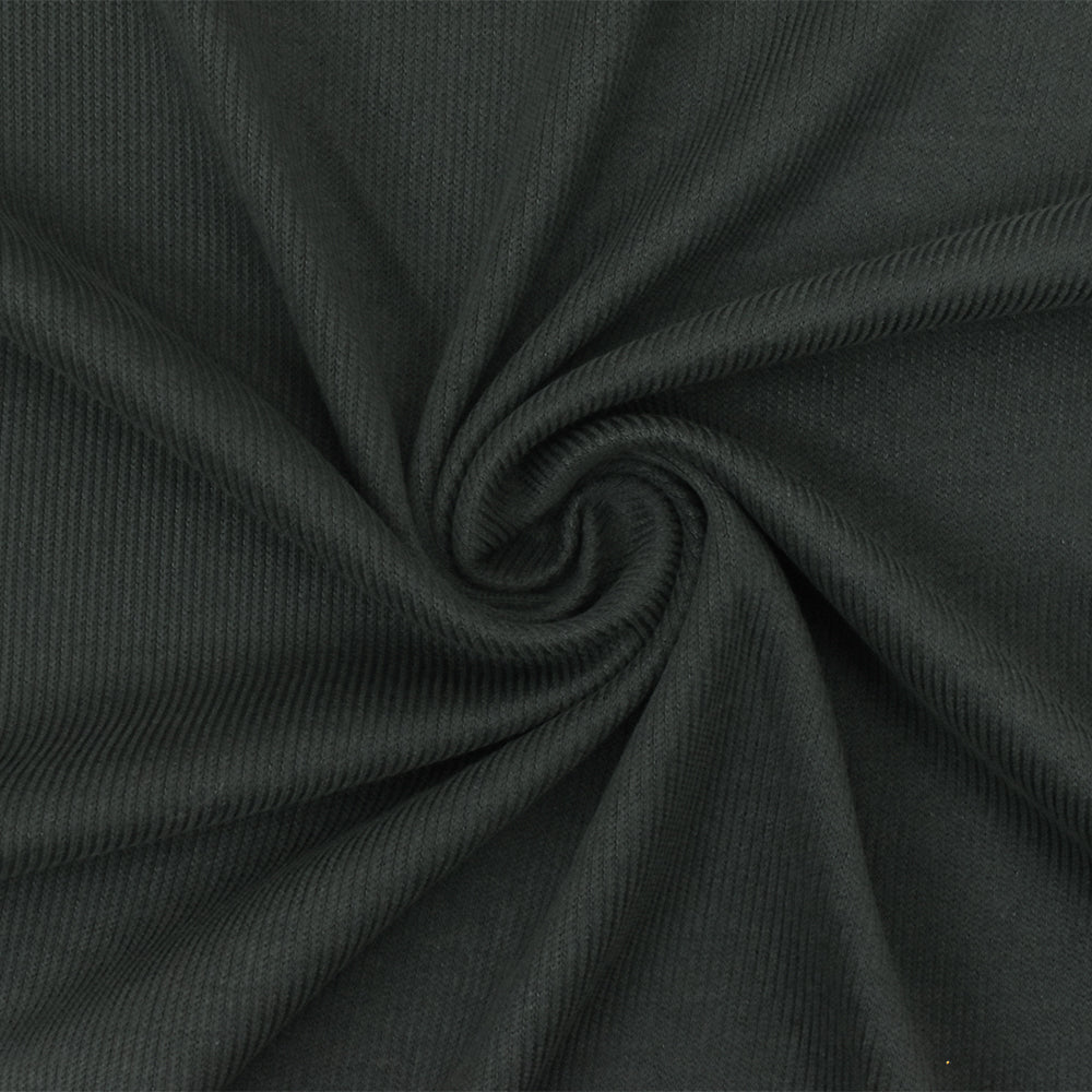 Gray Solid Stretch Spandex Poly Rayon Rib Knit Fabric