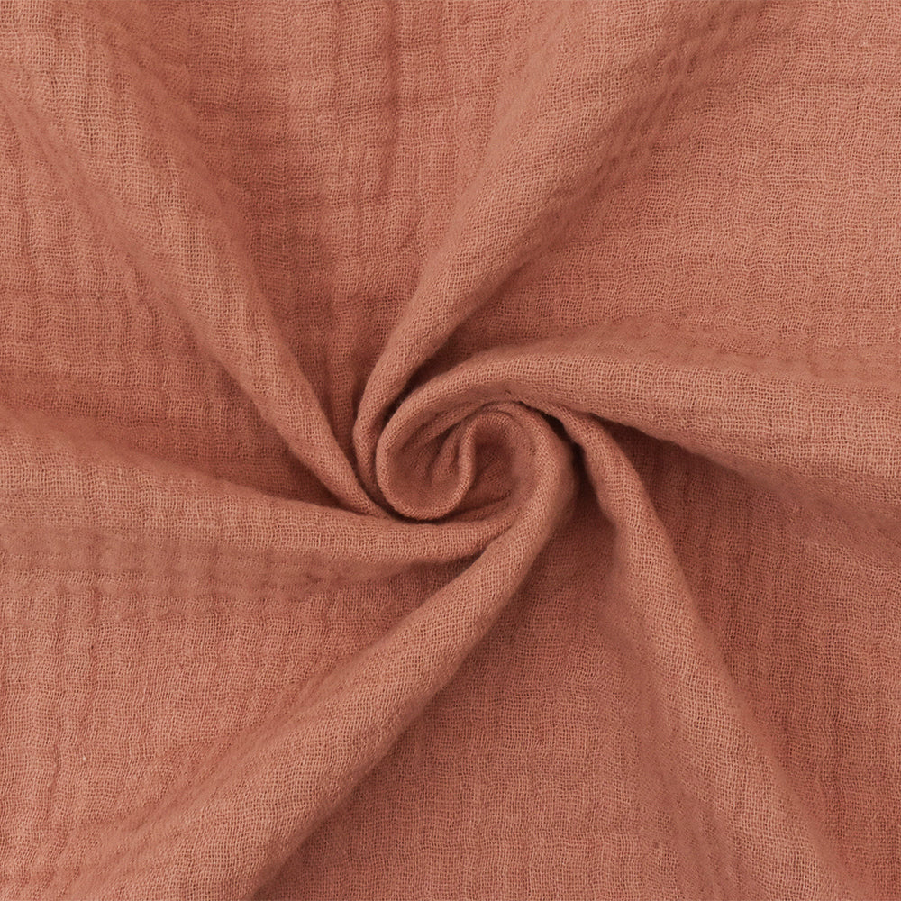 Coral Pink Solid Cotton Crinkle Double Weave Woven Fabric