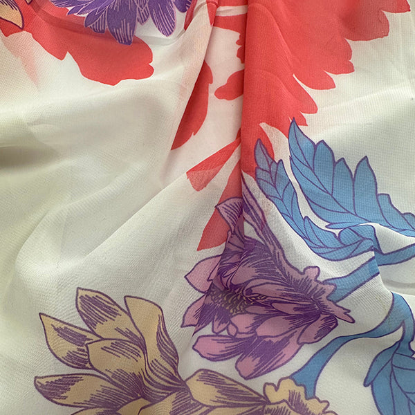 Pink Multi Color Floral Print Georgette Fabric