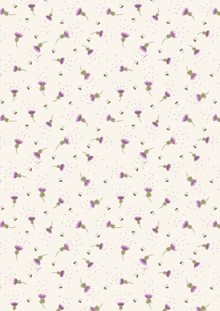 A Celtic Summer - Bee Thistle (Cream) - Lewis & Irene (END OF BOLT 40CM LEFT)