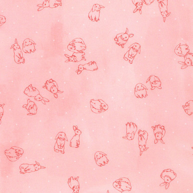 Robert Kaufman | Bunny Lane ABYD-21659-226 Peony Pink Bunnies | SOLD BY THE HALF-YARD