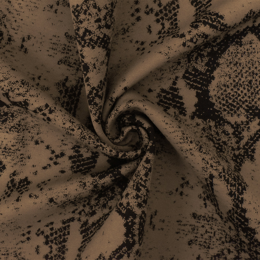 Brown-Black Famous Maker Reptile Poly Stretch Jacquard Yoga Knit Fabric