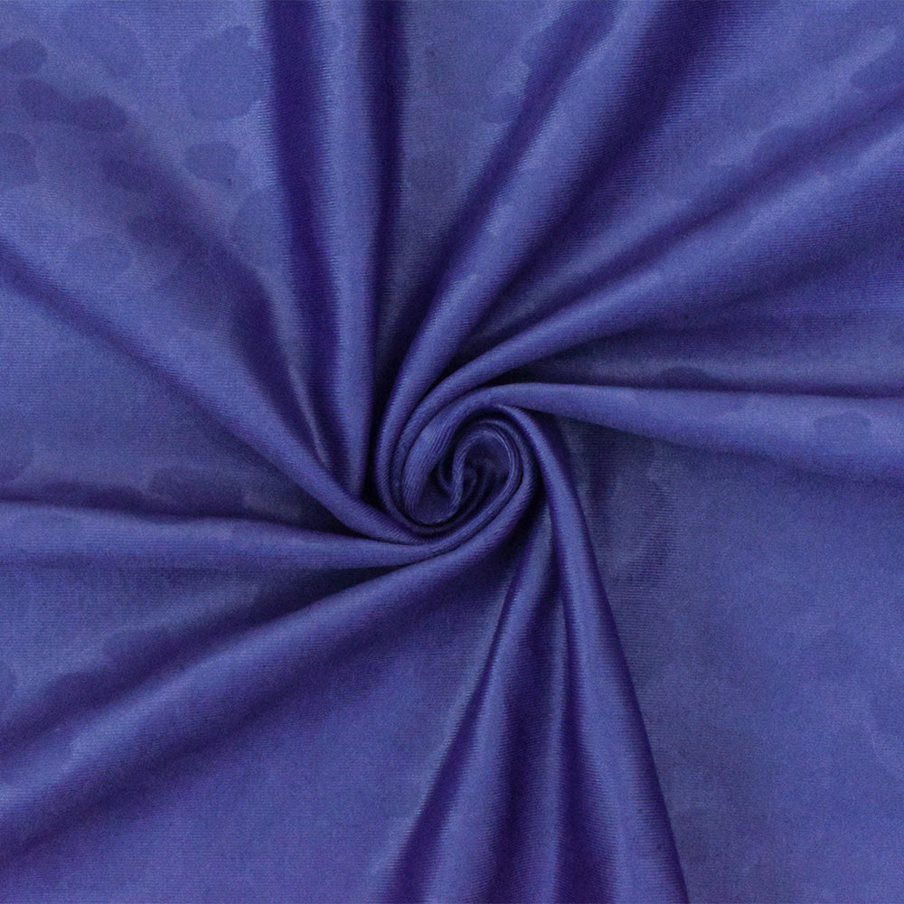 Cobalt Blue Famous Maker Leopard Printed Satin Tricot Swimwear Knit Fabric