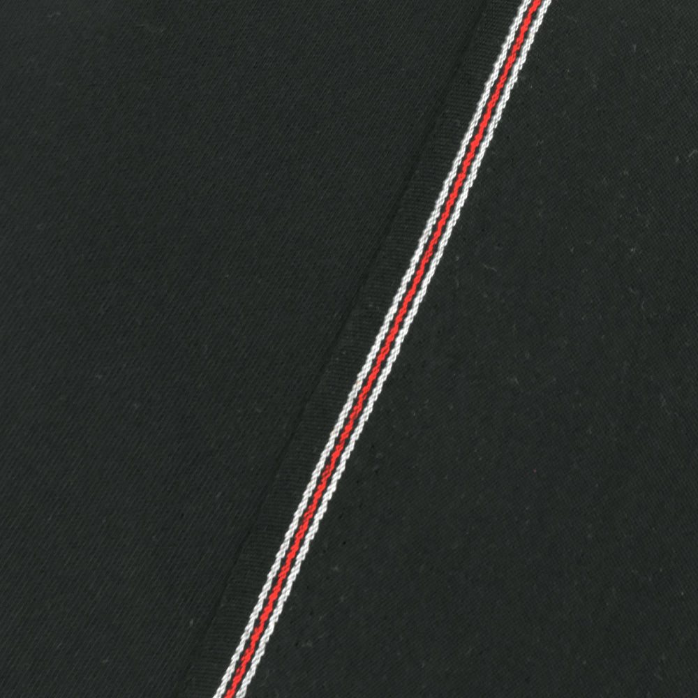Crow Black Solid Wool Blend Selvedge Chino Twill Suiting Woven Fabric