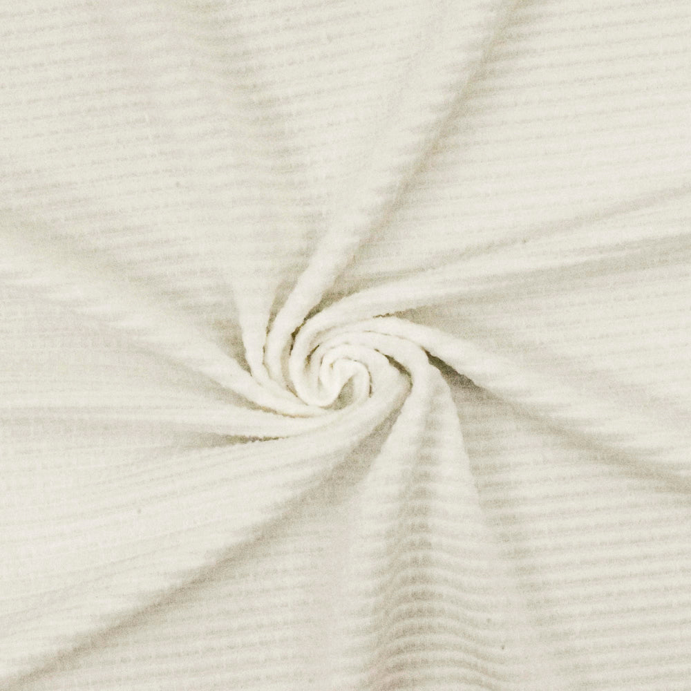 Air Ivory Striped Texture Stretch Polyester Double Knit Fabric