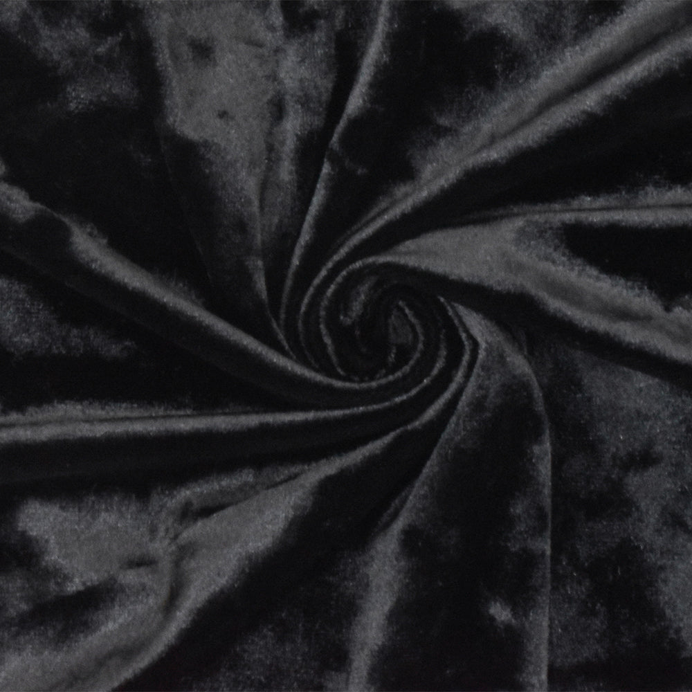 Black Solid Stretch Poly Velvet Knit Fabric