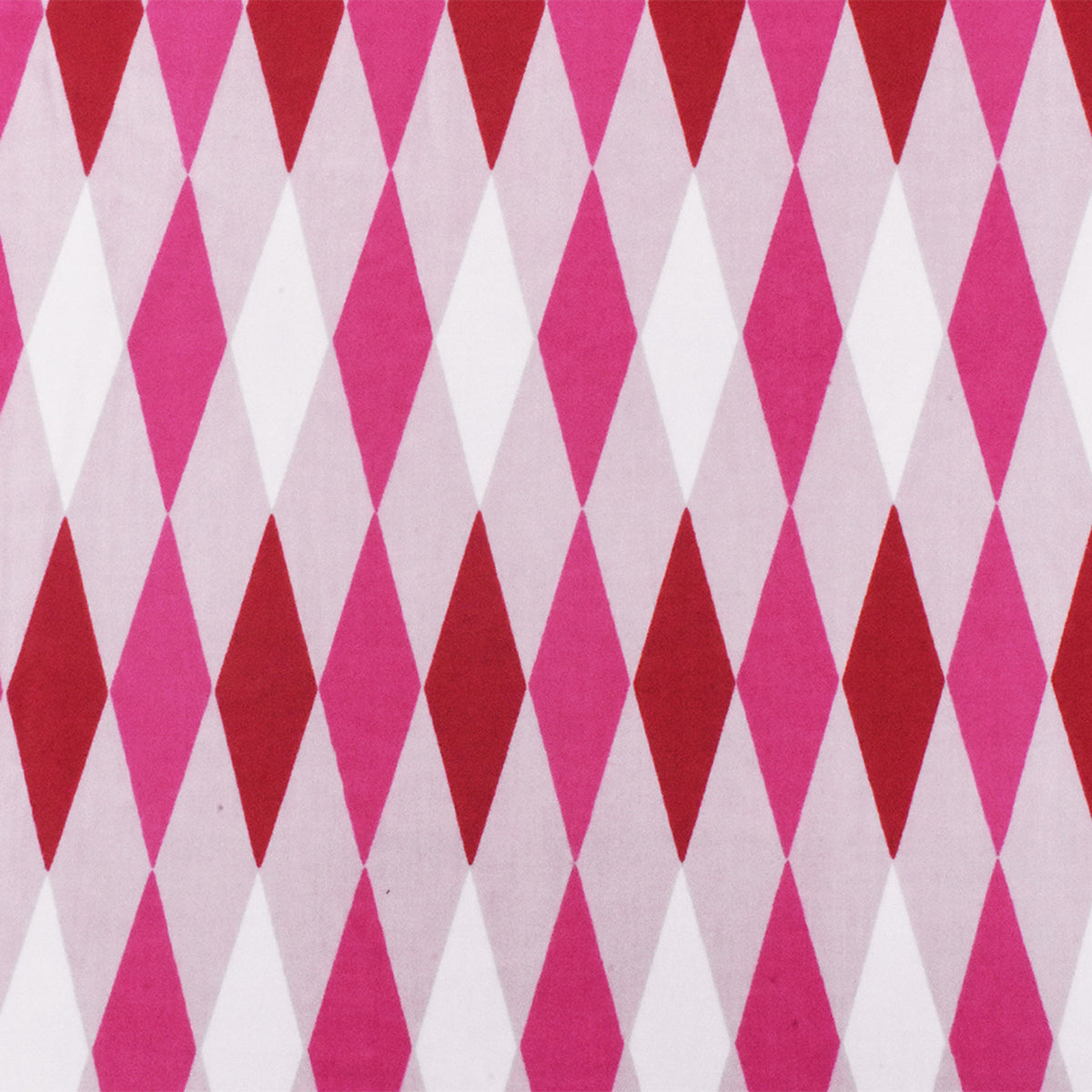 Pink-Red-Multi Diamond Printed Stretch Cotton Twill Sateen Woven Fabric