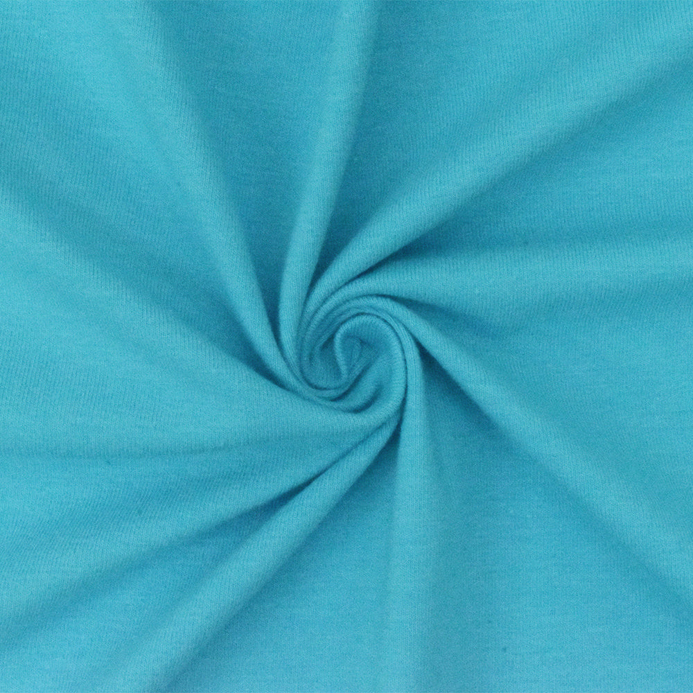 Aqua Blue Solid Stretch Cotton Spandex Jersey Knit Fabric