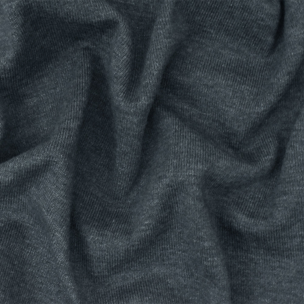 Heather Gray Organic Cotton Poly Stretch Spandex Rib Knit Fabric