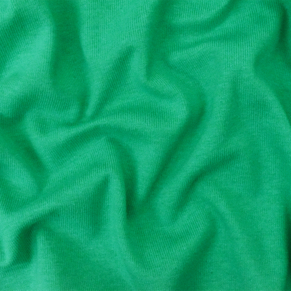 Green Organic Cotton Poly Stretch Spandex Solid 1x1 Rib Knit Fabric
