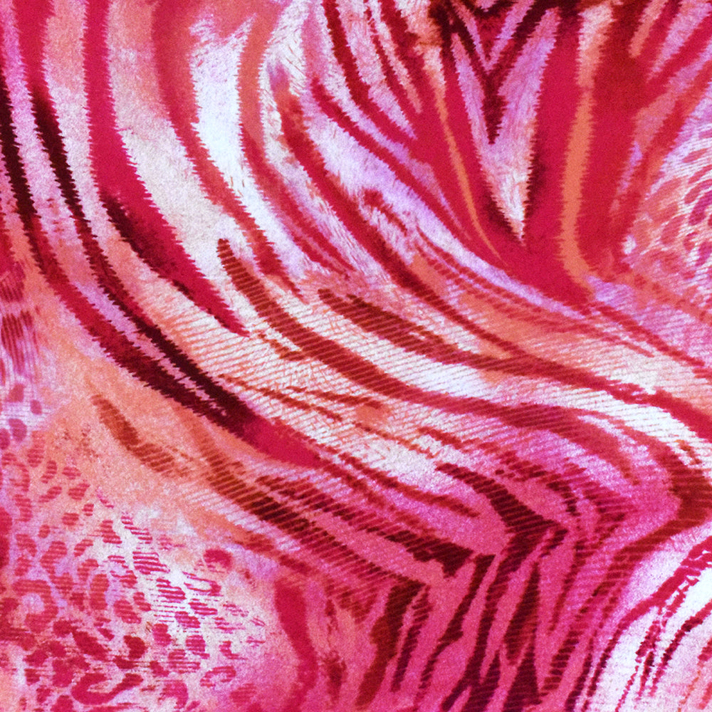 Red-Coral-Multi Animal Printed Swimwear Stretch Tricot Knit Fabric