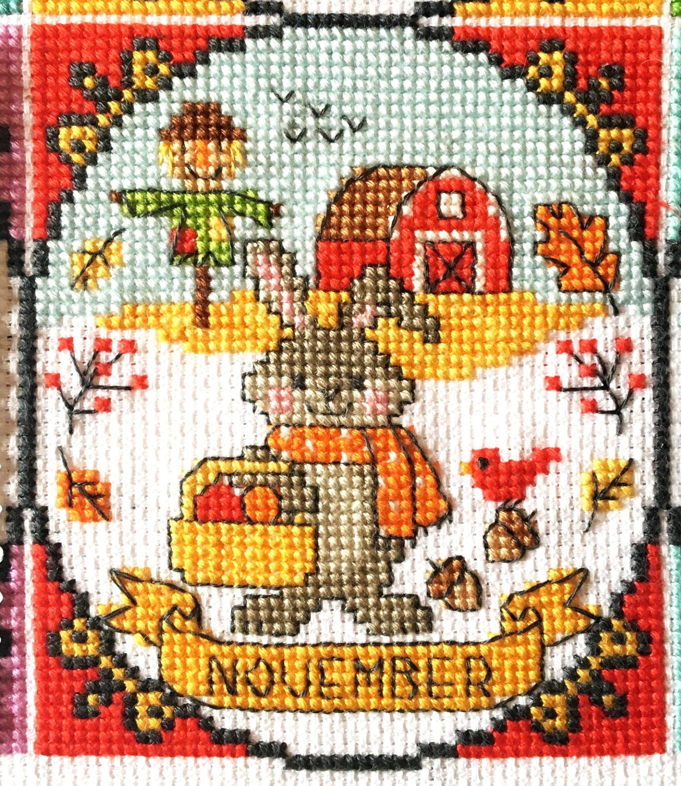 A Year Of Animal Fun & Frolics: November Cross Stitch Pattern by Tiny Modernist