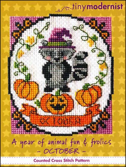 A Year Of Animal Fun & Frolics: October Cross Stitch Pattern by Tiny Modernist