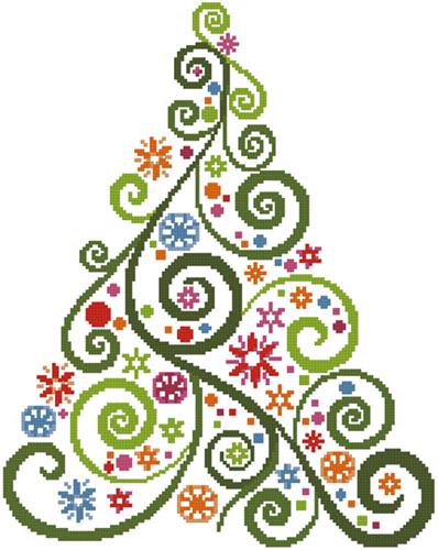 Abstract Christmas Tree Cross Stitch Pattern by Artecy Cross Stitch