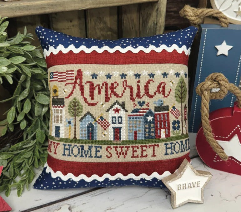 America My Home Sweet Home Cross Stitch Pattern by Primrose Cottage Stitches