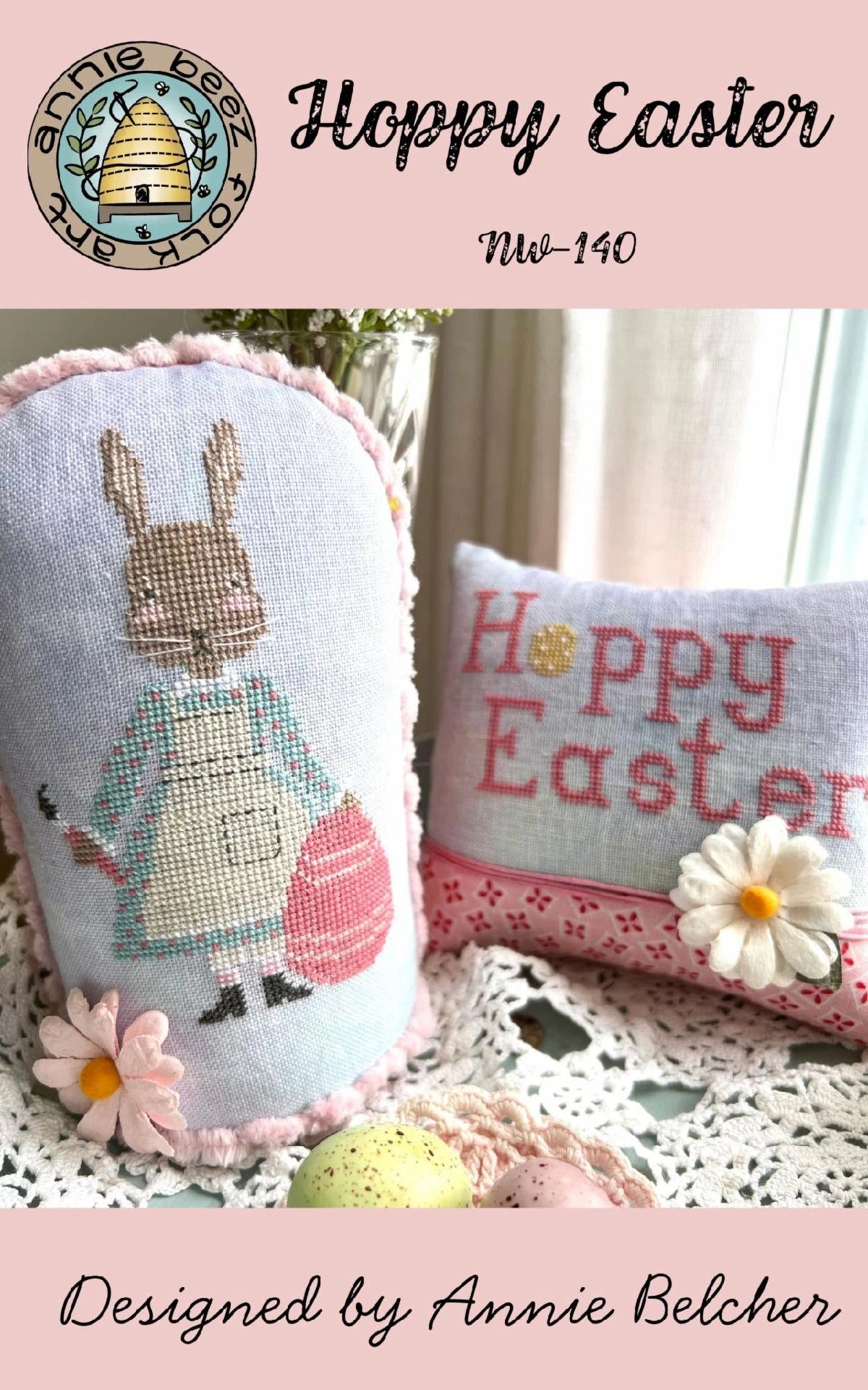Annie Beez Folk Art HOPPY EASTER Cross Stitch Pattern