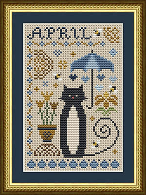 April Cat Cross Stitch Pattern by Happiness Is HeartMade