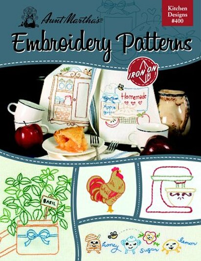Kitchen Designs #400 Embroidery Iron-On Transfer Pattern Book by Aunt Martha's