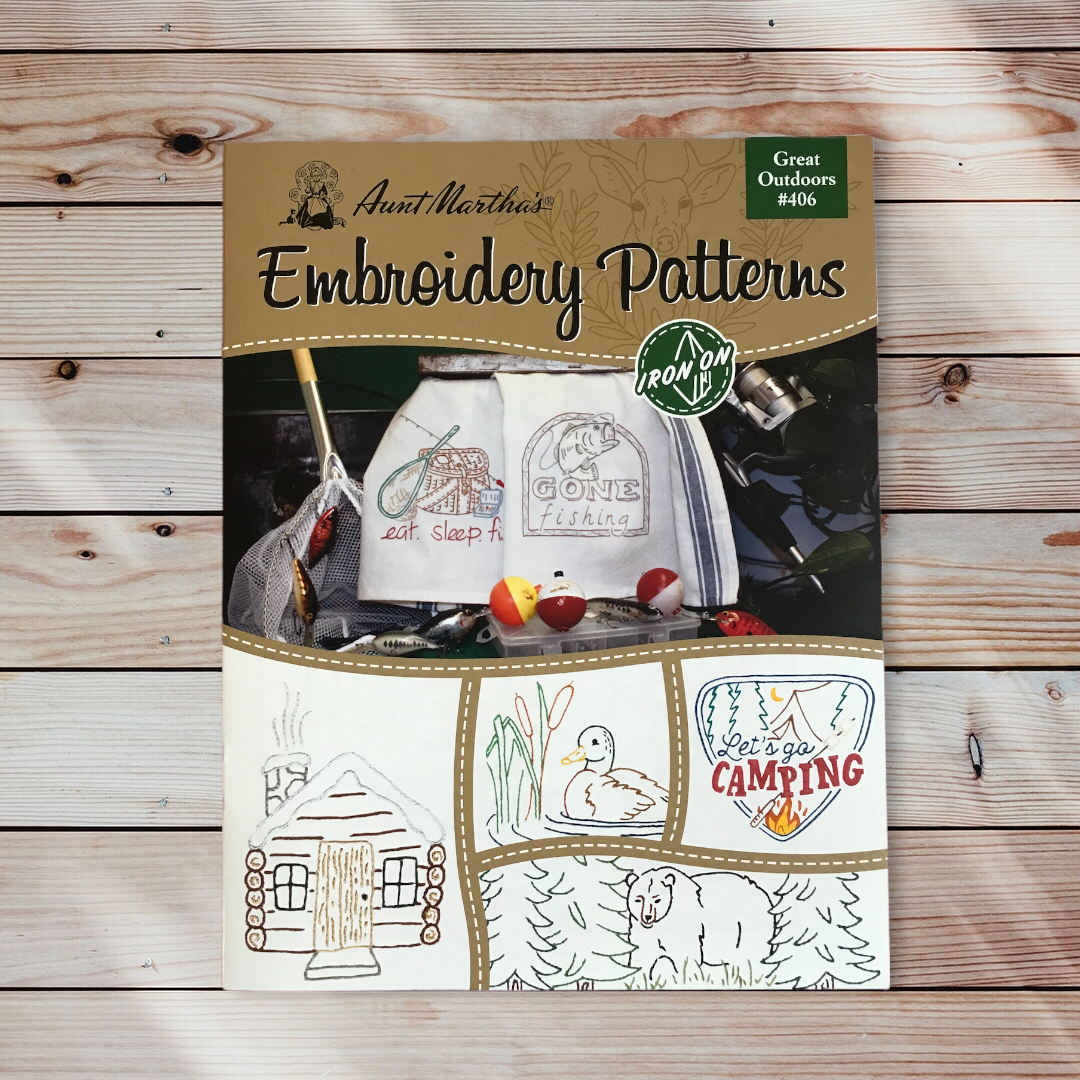 Great Outdoors #406 Embroidery Iron-on Transfer Pattern Book by Aunt Martha's