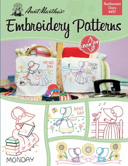 Sunbonnet Days #407 Embroidery Iron-on Transfer Pattern Book by Aunt Martha's