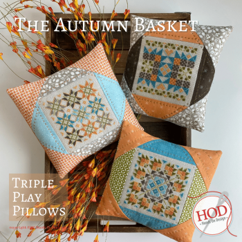 The Autumn Basket: Triple Play Pillows Series Cross Stitch Pattern by Hands On Design