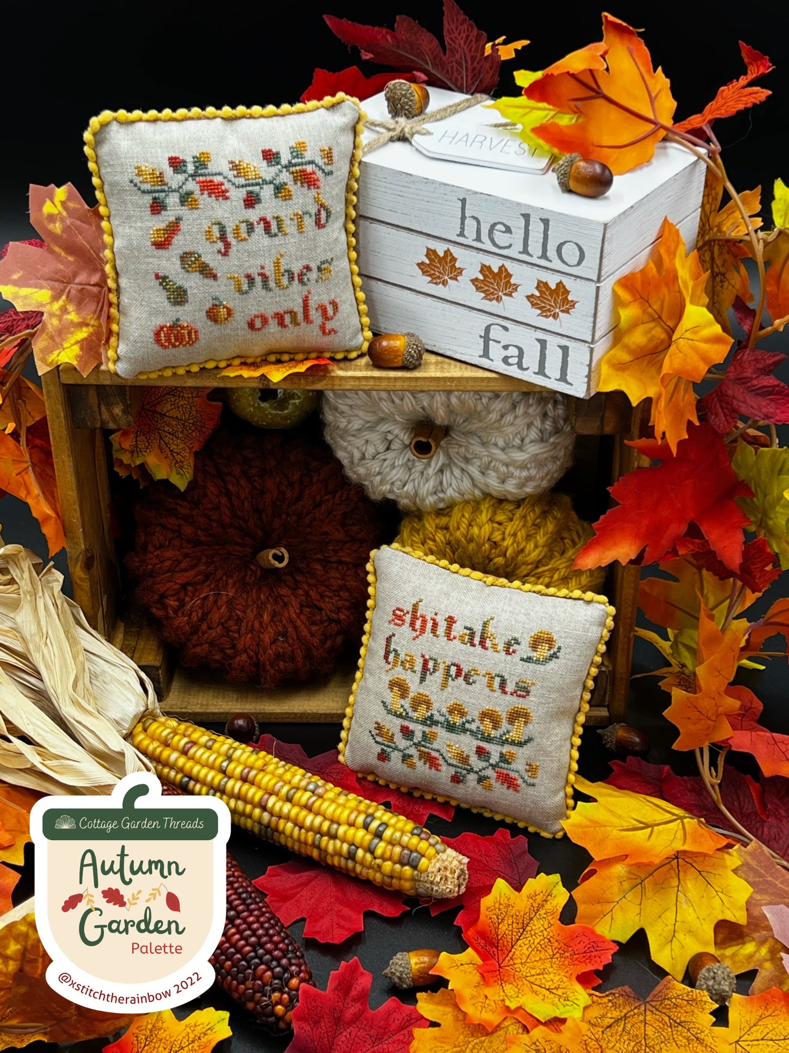 Autumn Puns - Autumn Garden SAL, XStitch the Rainbow | Stitchy Prose