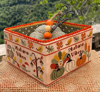 Autumn Vibes Sewing Basket Cross Stitch Pattern by Mani di Donna