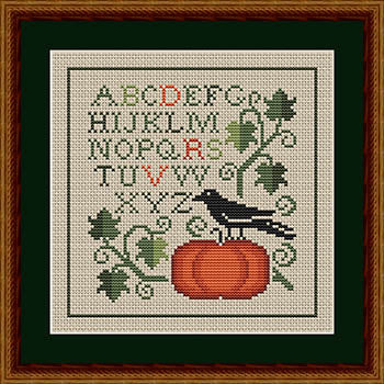 Autumn Crow and Pumpkin Cross Stitch Pattern by Happiness Is HeartMade