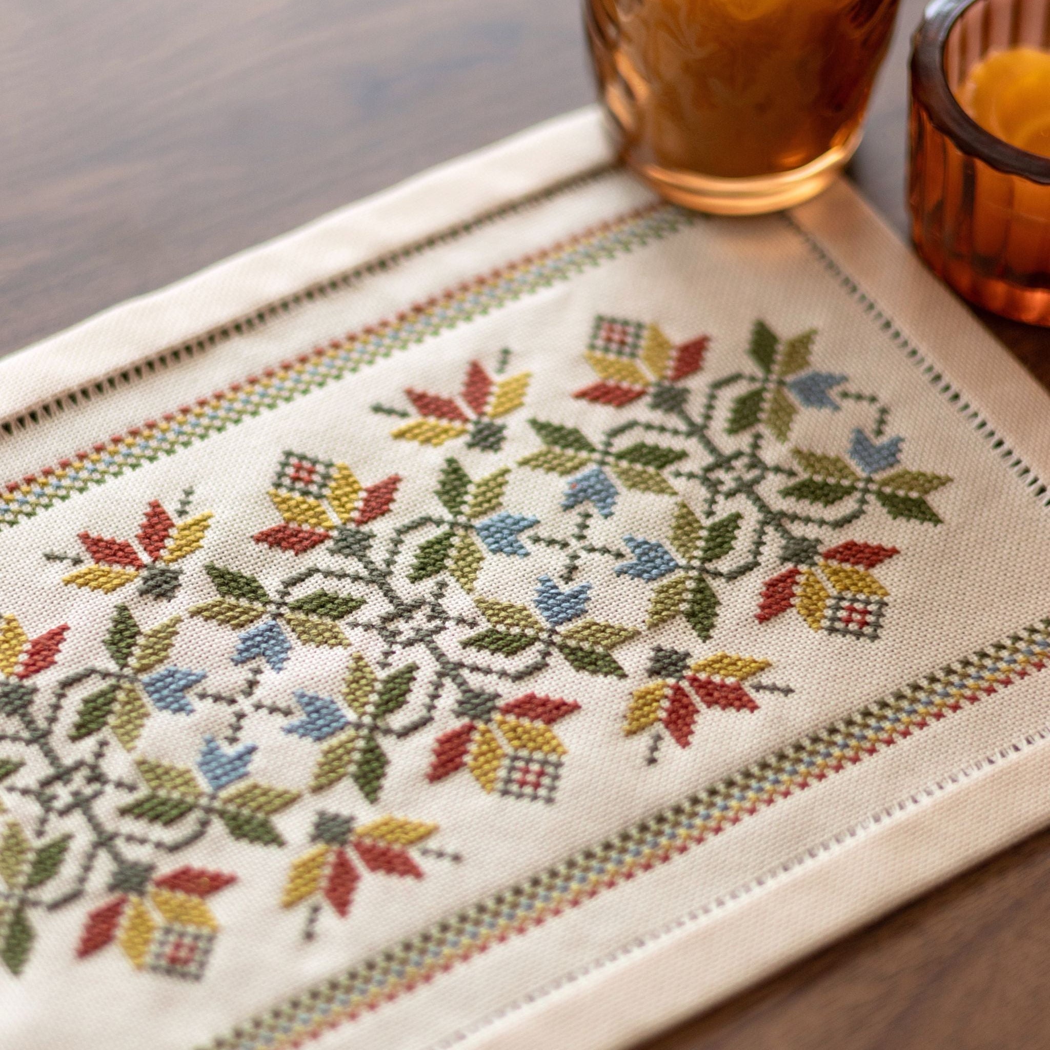 BitKit Little Leaves cross stitch folk embroidery kit