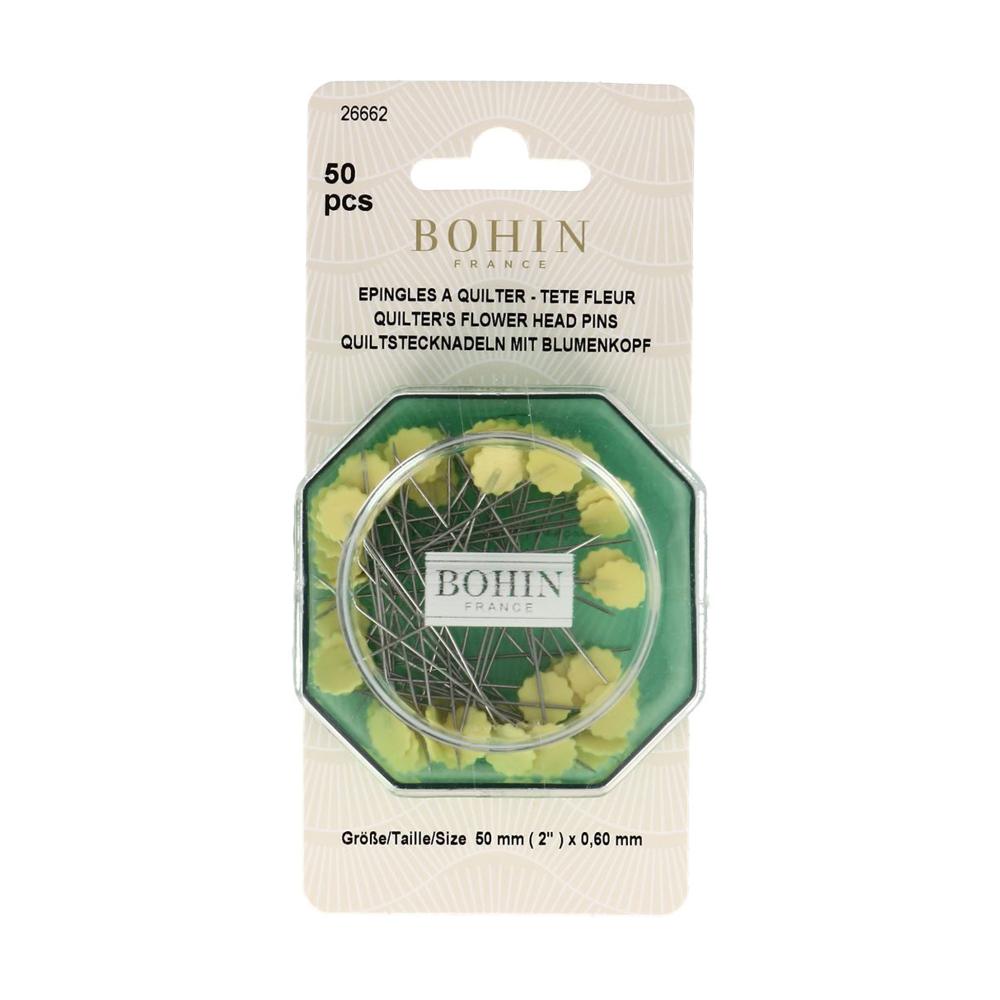 BOHIN Flower Head Pins 2" Yellow #26662 (50/Pkg)