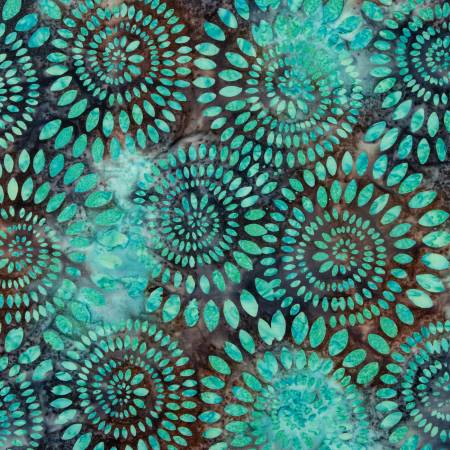 Batiks Tjaps Dahlias Caribbean Shale