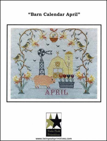 Barn Calendar April Cross Stitch Pattern by Twin Peak Primitives