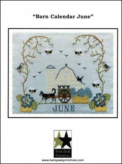 Barn Calendar June Cross Stitch Pattern by Twin Peak Primitives