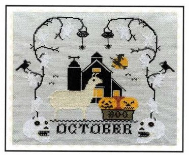 Barn Calendar October Cross Stitch Pattern by Twin Peak Primitives