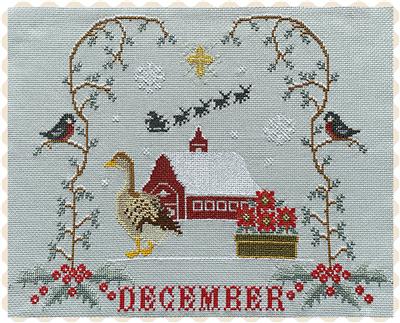 Barn Calendar December Cross Stitch Pattern by Twin Peak Primitives
