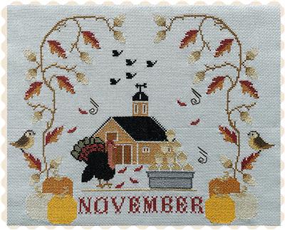 Barn Calendar November Cross Stitch Pattern by Twin Peak Primitives