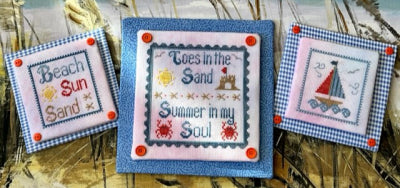 Beach Lovers 3-Pack Cross Stitch Pattern by Pickle Barrel Designs
