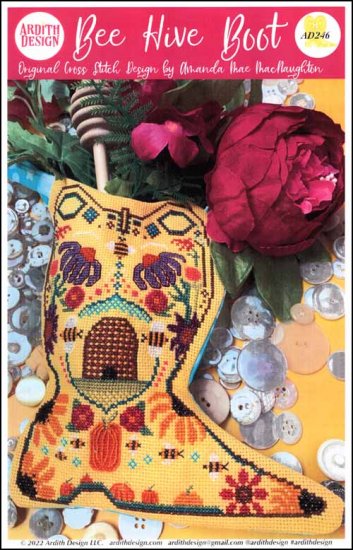 Bee Hive Boot Cross Stitch Pattern by Ardith Design