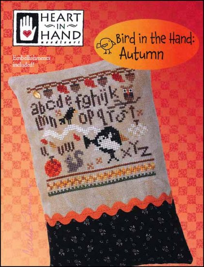 Bird In The Hand: Autumn Cross Stitch Pattern Heart In Hand Needleart