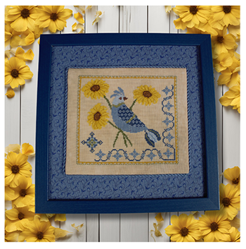 Blue Birds Sunflower Serenade Cross Stitch Pattern by Wildflower Stitching