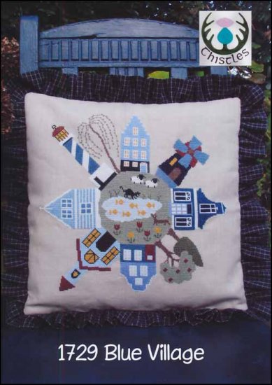Blue Village Cross Stitch Pattern by Thistles