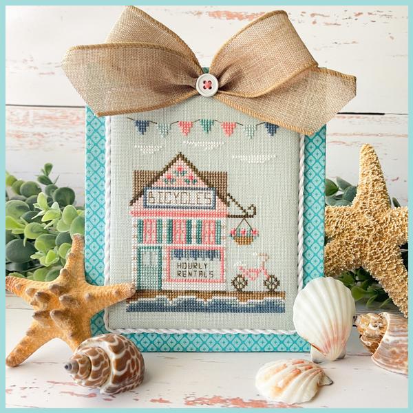 Bike Shop Beach Boardwalk Cross Stitch Pattern Country Cottage Needleworks