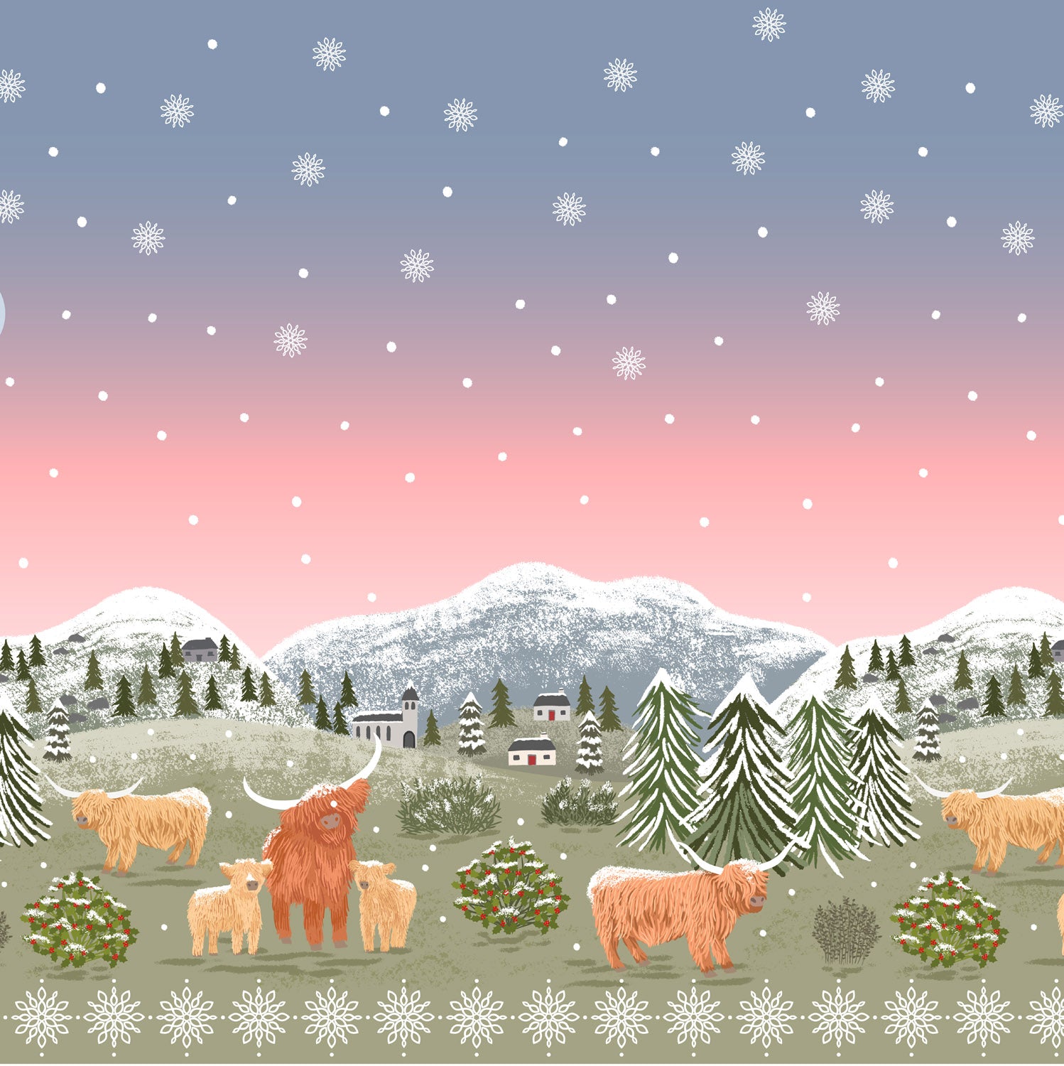 Celtic Christmas Double Edge Border C137 by Lewis and Irene (sold in 25cm increments)
