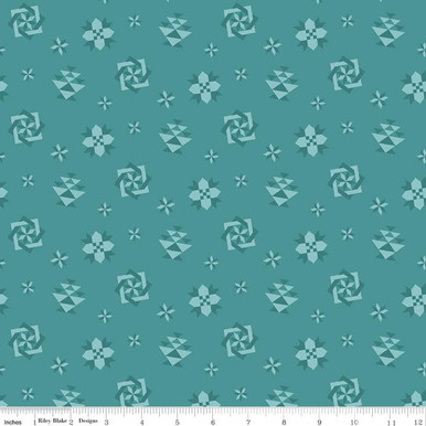 Riley Blake Spring Barn Quilts | Teal Quilt Blocks C14332-Teal | SOLD BY THE HALF-YARD