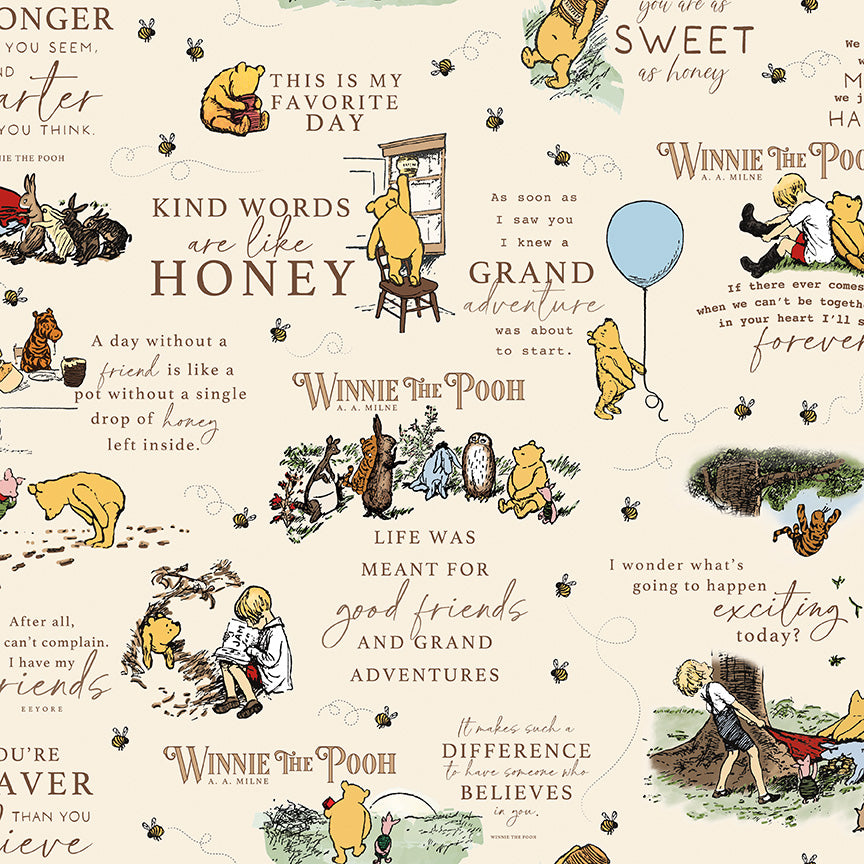 Winnie the Pooh (Echo Park Paper co) - Cream Main - Riley Blake Designs **END OF BOLT 40CM LEFT**